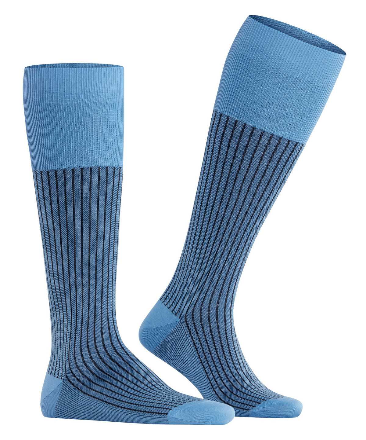 Men Falke Oxford Stripe Knee-high Socks Socks Blue | ZKITFL653