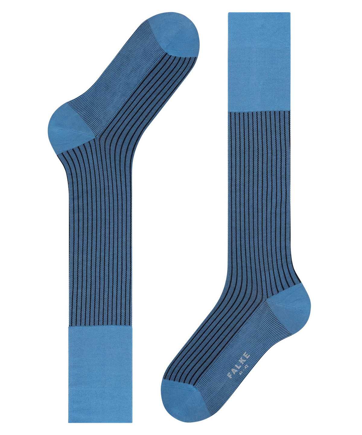 Men Falke Oxford Stripe Knee-high Socks Socks Blue | ZKITFL653