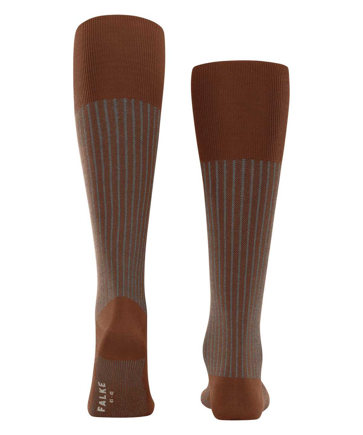 Men Falke Oxford Stripe Knee-high Socks Socks Brown | JVODCI963