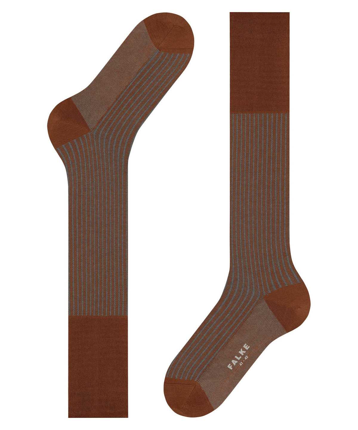 Men Falke Oxford Stripe Knee-high Socks Socks Brown | JVODCI963