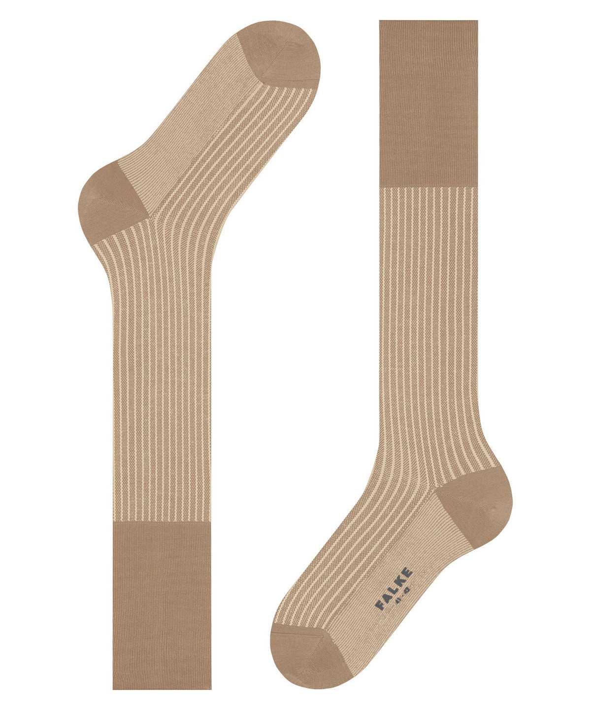 Men Falke Oxford Stripe Knee-high Socks Socks Brown | COREDP968