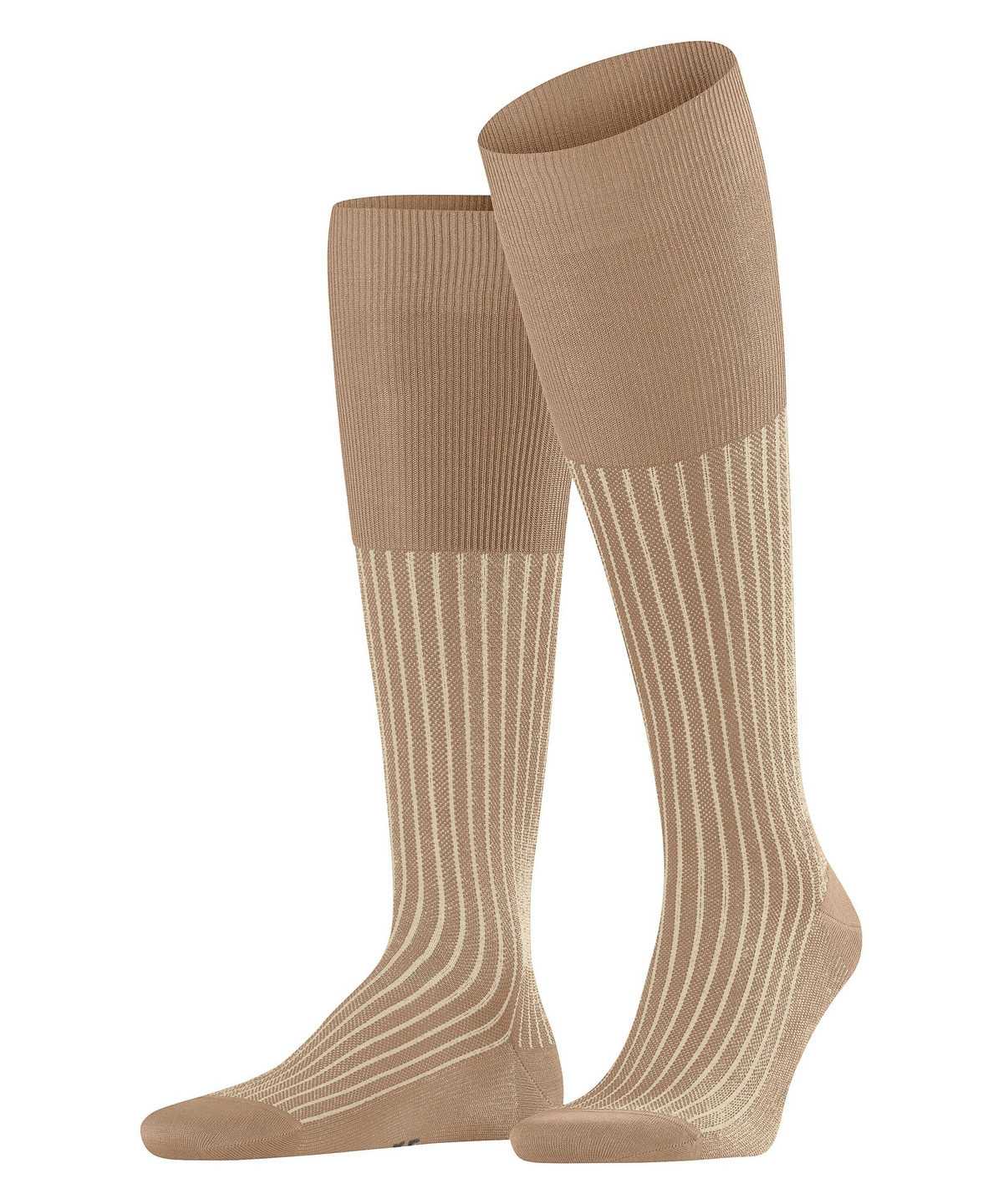 Men Falke Oxford Stripe Knee-high Socks Socks Brown | COREDP968