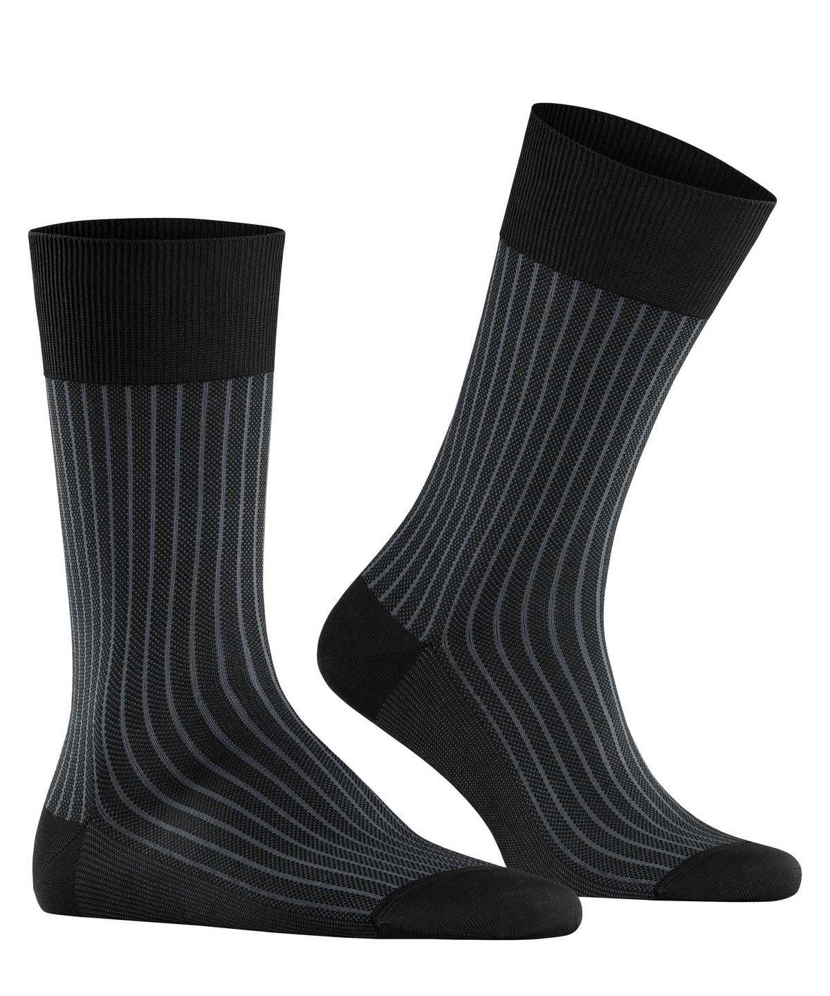 Men Falke Oxford Stripe Socks Socks Black | JNXYUZ823