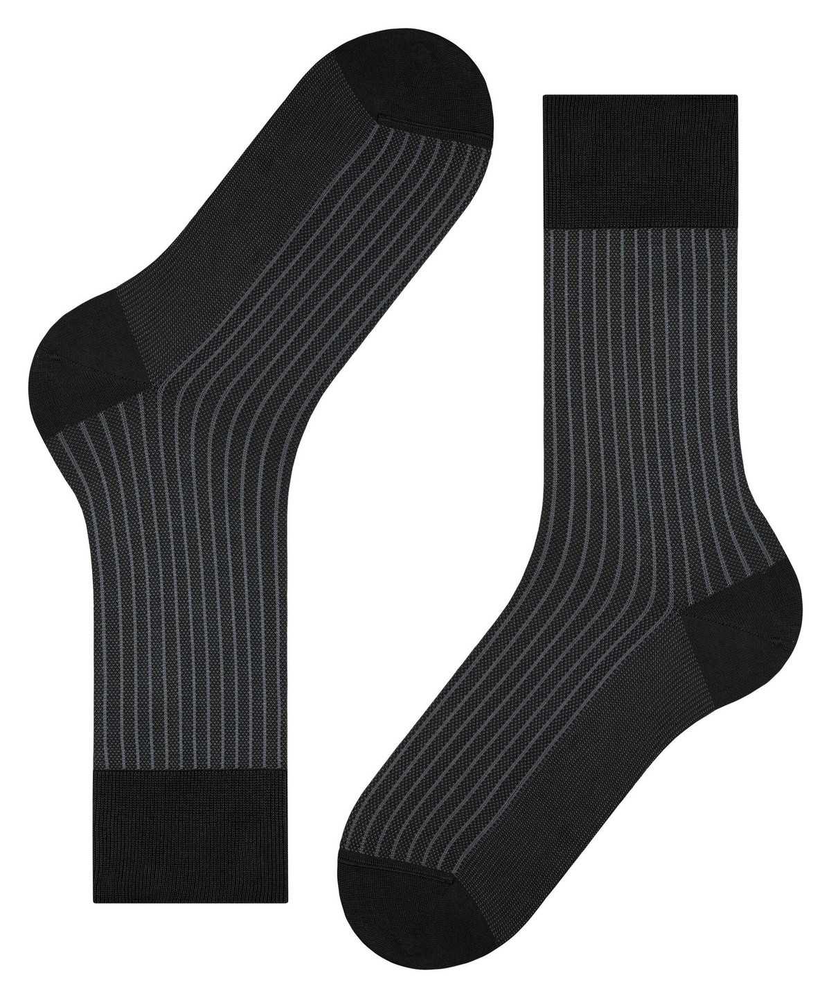 Men Falke Oxford Stripe Socks Socks Black | JNXYUZ823