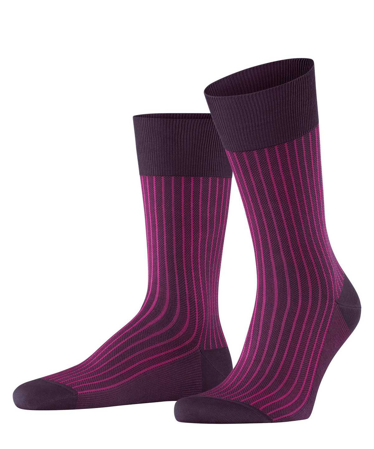 Men Falke Oxford Stripe Socks Socks Purple | IEMBUW308