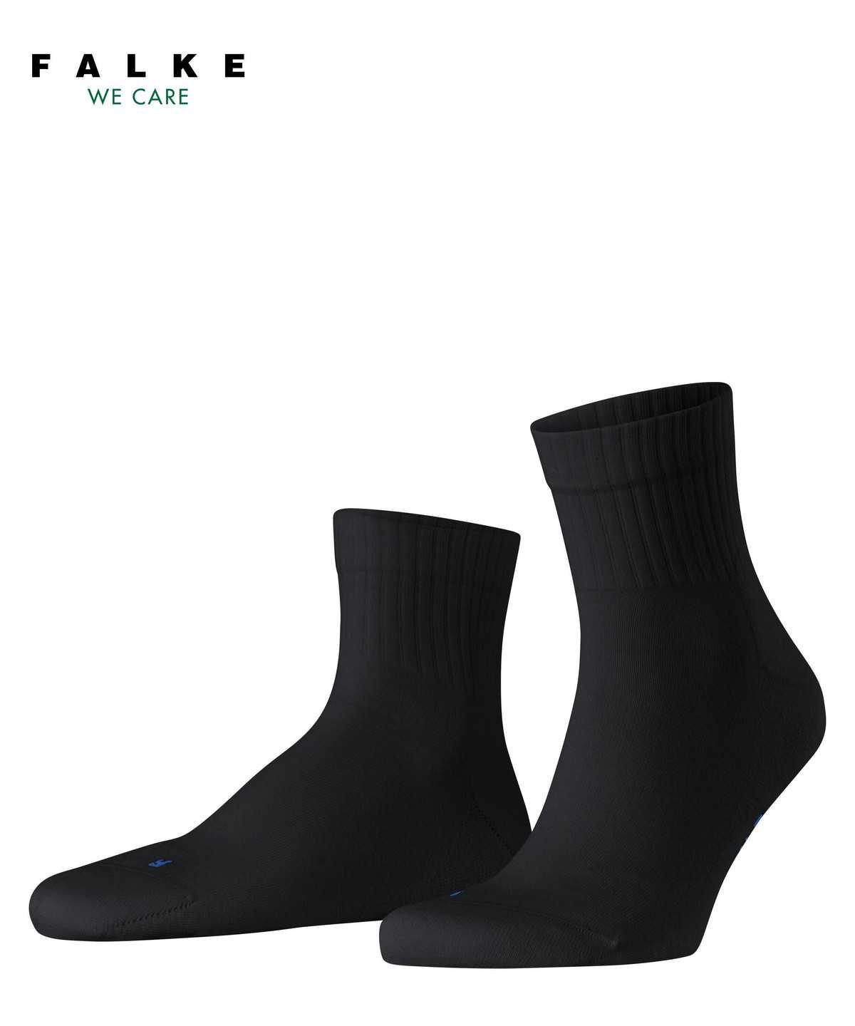 Men Falke Run Rib Short sock Socks Black | DJSXFC516