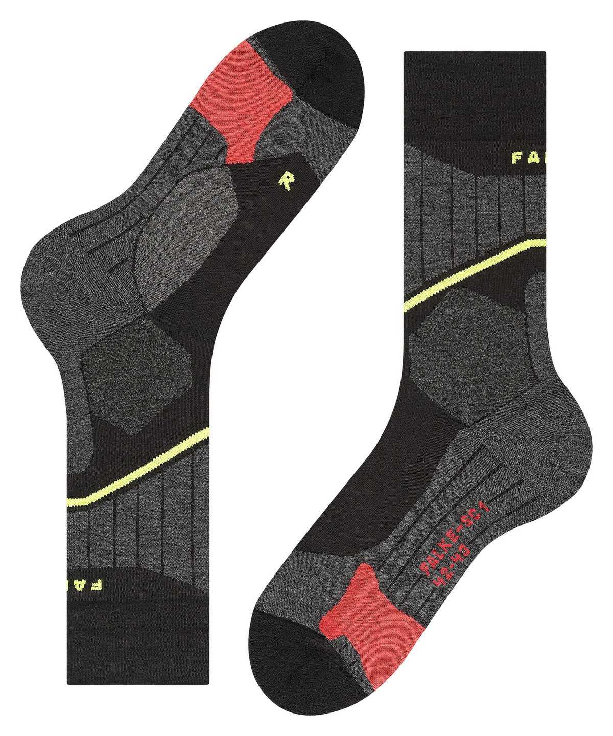 Men Falke SC1 Skiing Socks Socks Black | DHFIZN845