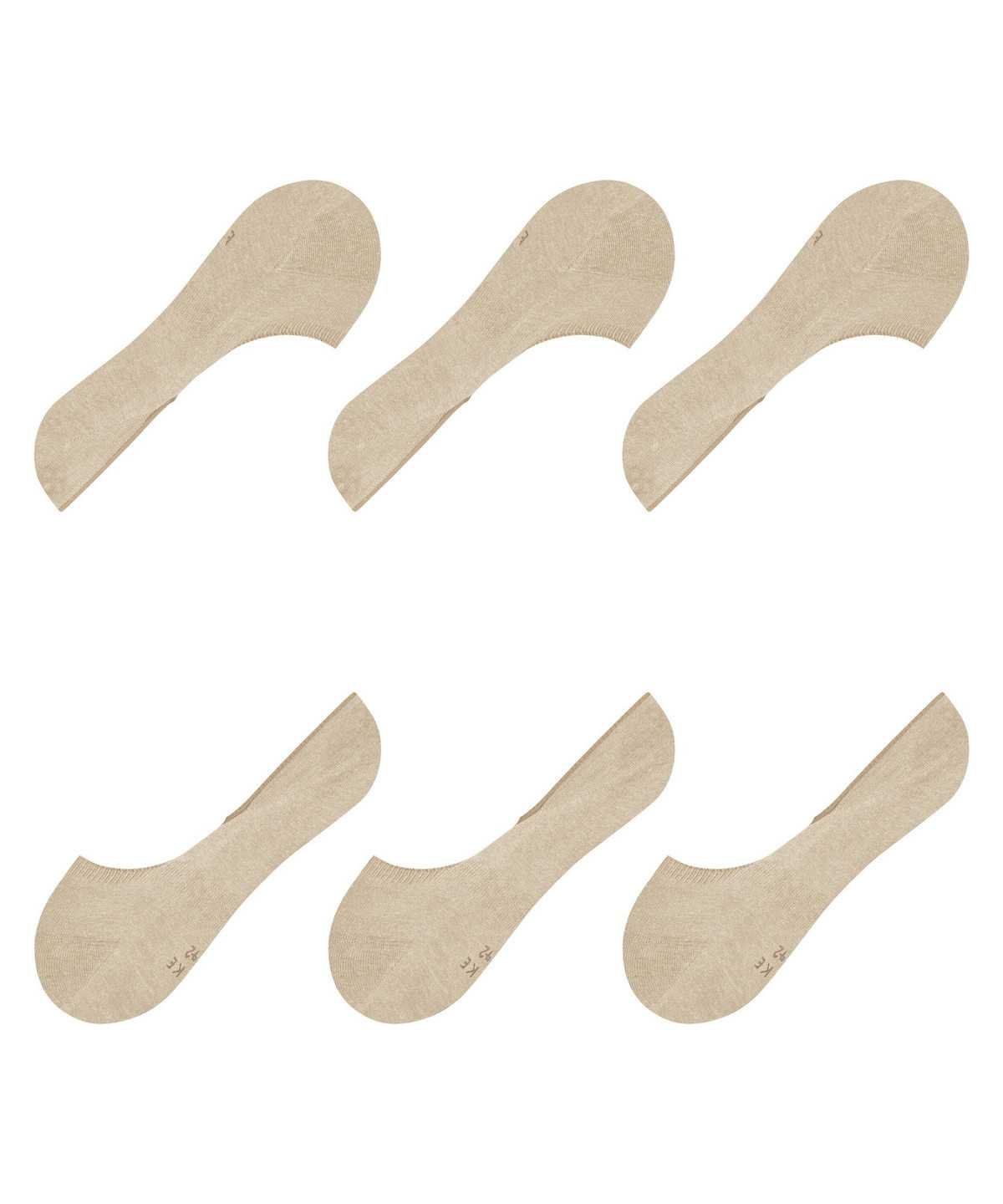 Men Falke Step Medium Cut 3-Pack Invisibles No Show Socks Beige | IKOBQG273