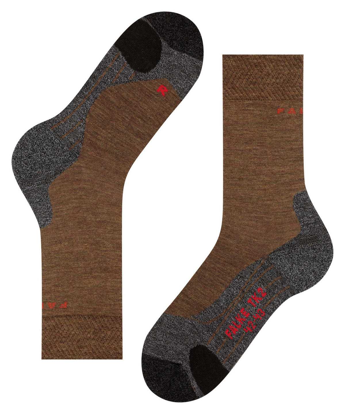 Men Falke TK2 Explore Melange Trekking Socks Socks Brown | ZNXGUT285