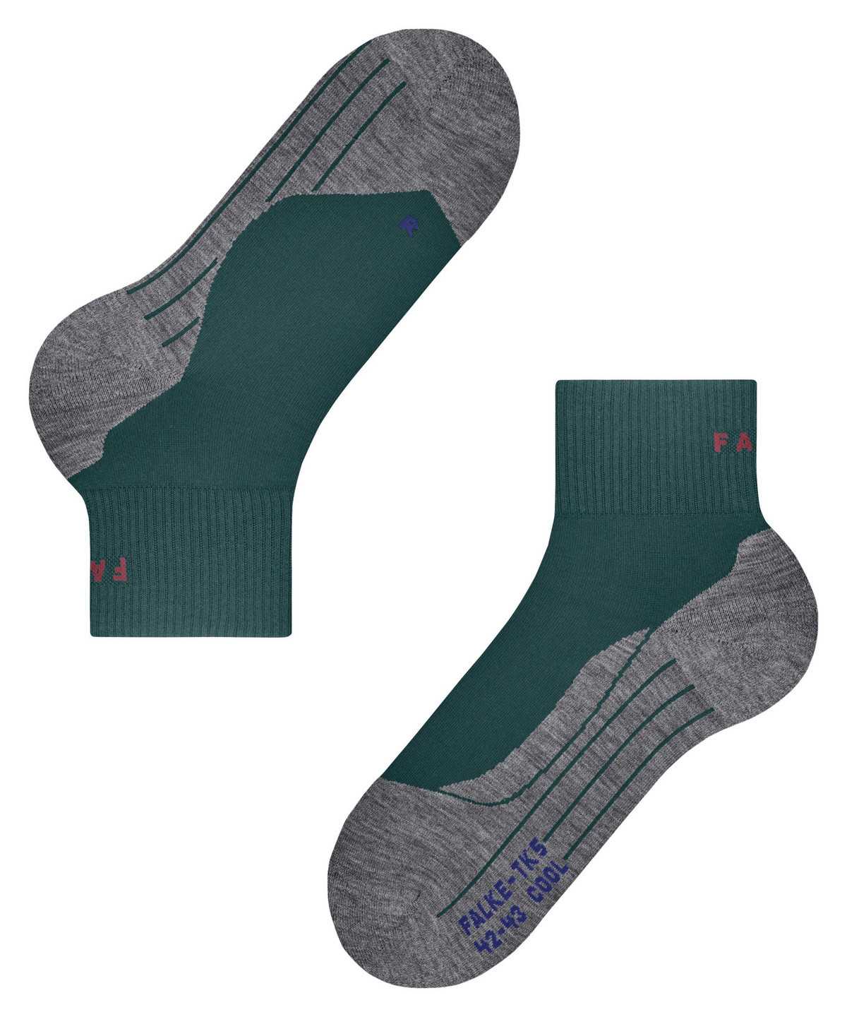 Men Falke TK5 Wander Cool Short Trekking Short sock Socks Green | EYIHOT243