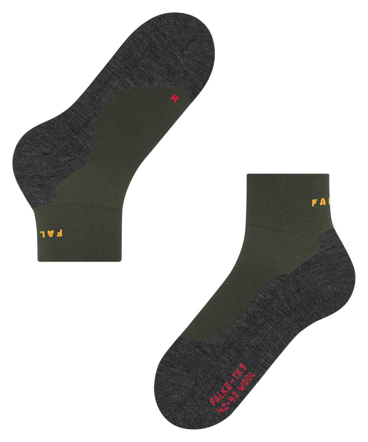 Men Falke TK5 Wander Wool Short Trekking Short sock Socks Green | UYAVJO278