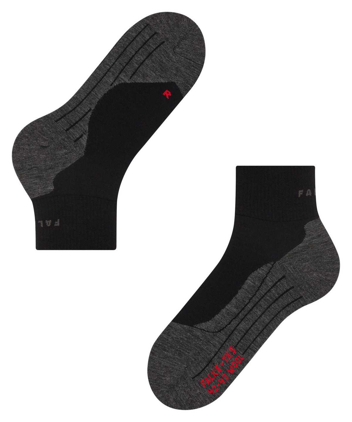 Men Falke TK5 Wander Wool Short Trekking Short sock Socks Black | TRMYOP943