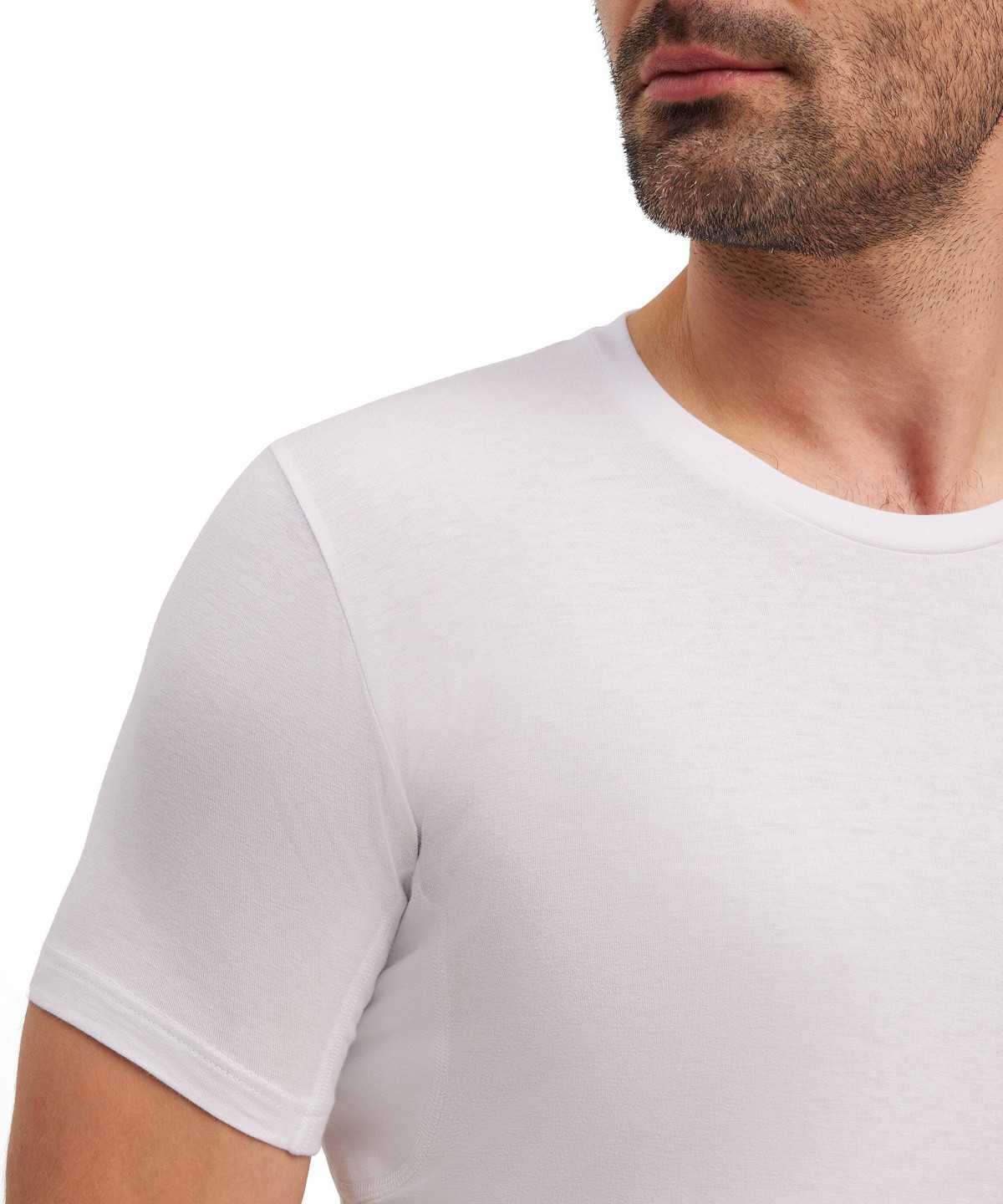 Men Falke T-Shirt Round-neck Daily Climate Control Short Sleeve Shirts White | TSCYNI587