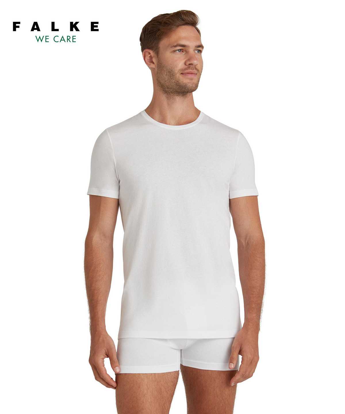 Men Falke T-Shirt Round-neck Daily Natural Short Sleeve Shirts White | LWKSUN630