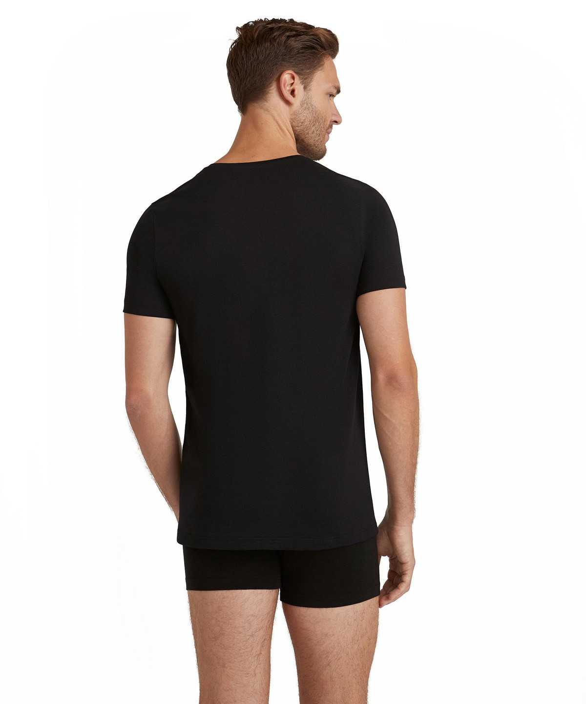 Men Falke T-Shirt Round-neck Daily Natural Short Sleeve Shirts Black | VMWXCS958