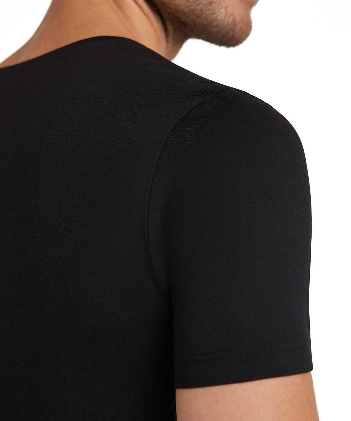 Men Falke T-Shirt Round-neck Daily Natural Short Sleeve Shirts Black | VMWXCS958