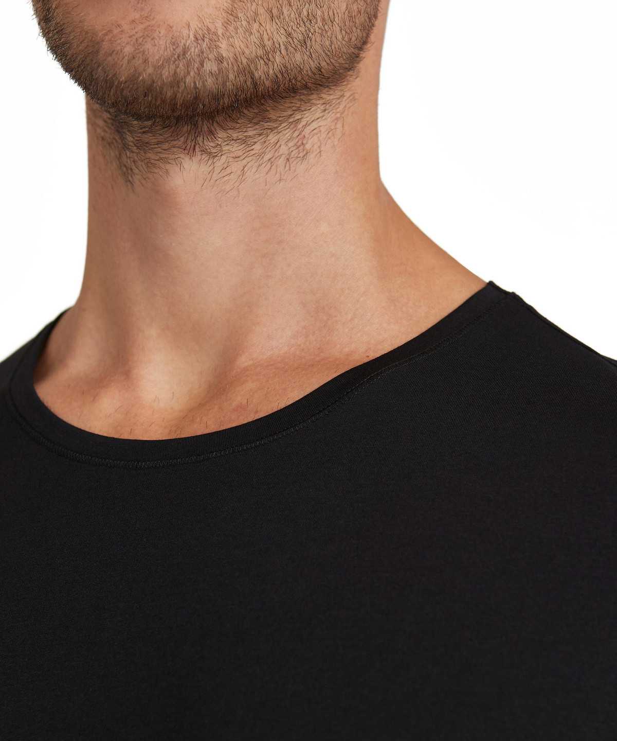 Men Falke T-Shirt Round-neck Daily Natural Short Sleeve Shirts Black | VMWXCS958