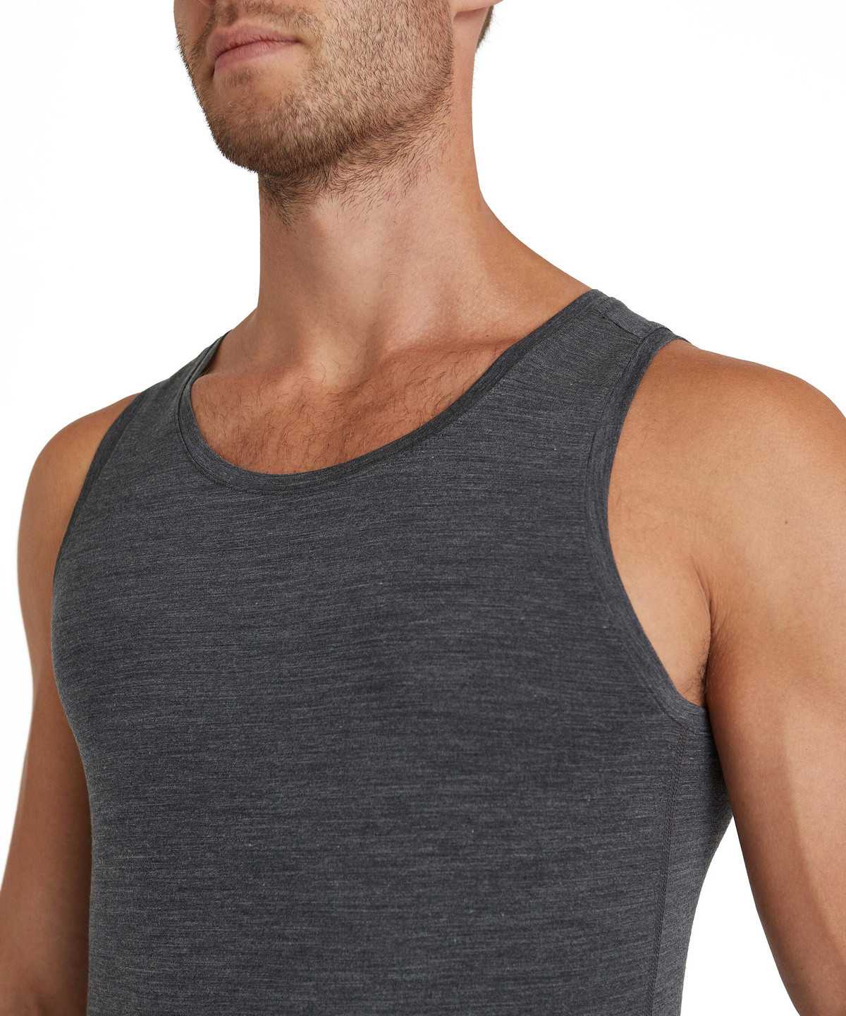 Men Falke Top Round-neck Daily ClimaWool Vest Grey | NRCWSD832