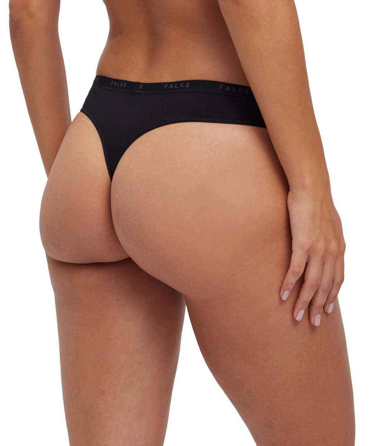 Women Falke 2-Pack Thong Daily Comfort Panties & Slips Black | YQBALD572