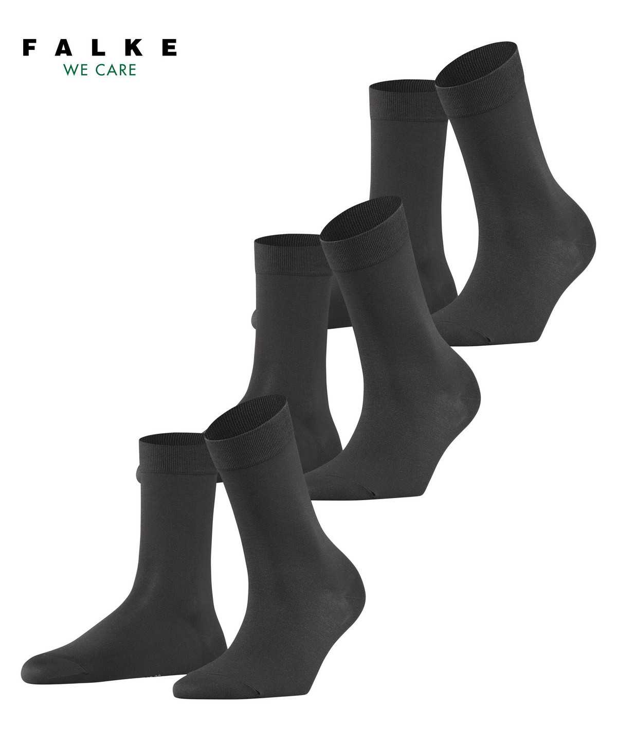 Women Falke Cotton Touch 3-Pack Socks Socks Grey | MNKUCY746