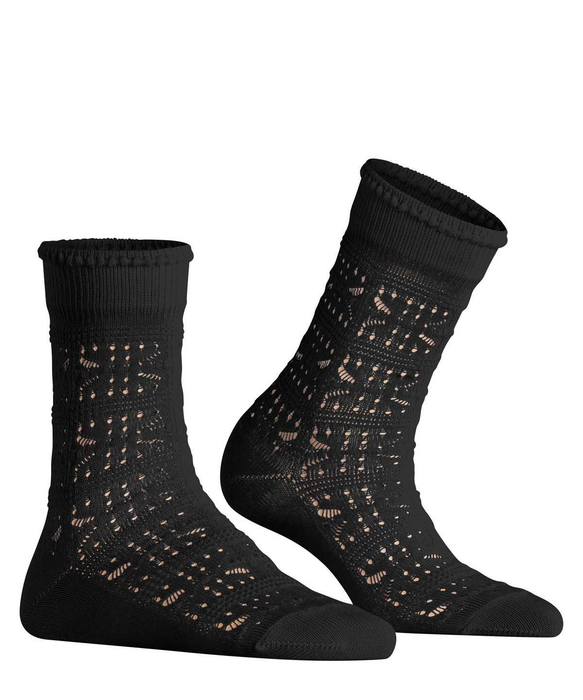 Women Falke Granny Square Socks Socks Black | ZRCXHI625