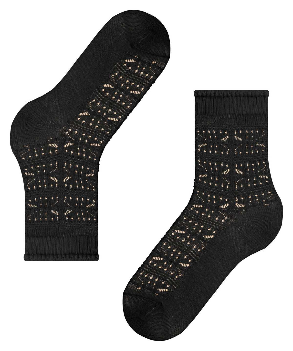 Women Falke Granny Square Socks Socks Black | ZRCXHI625