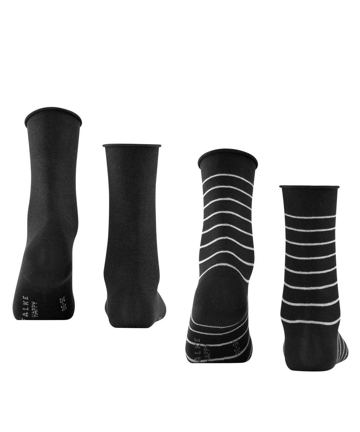 Women Falke Happy Stripe 2-Pack Socks Socks Black | ZHVAMJ091