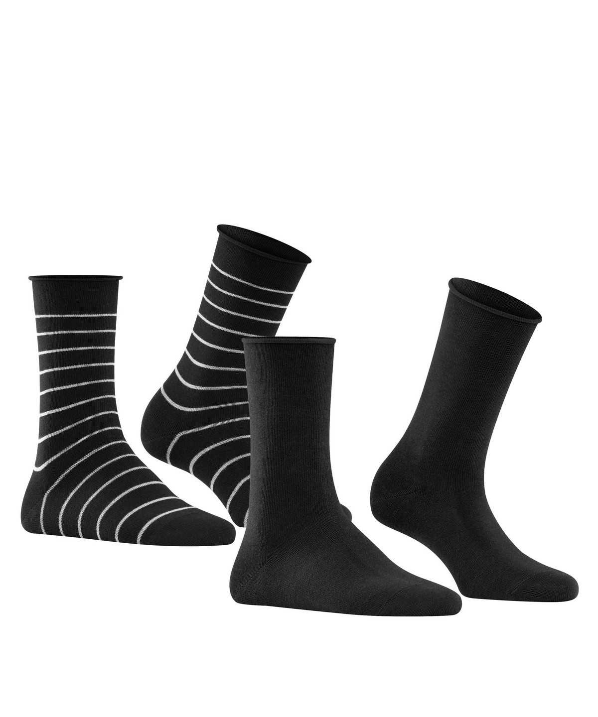 Women Falke Happy Stripe 2-Pack Socks Socks Black | ZHVAMJ091