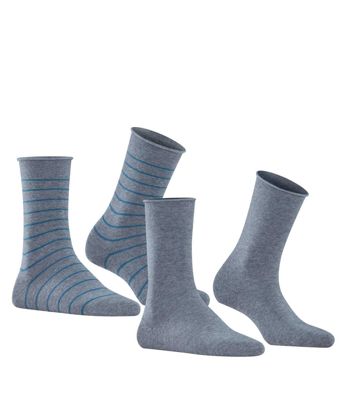 Women Falke Happy Stripe 2-Pack Socks Socks Grey | FWDTPN567