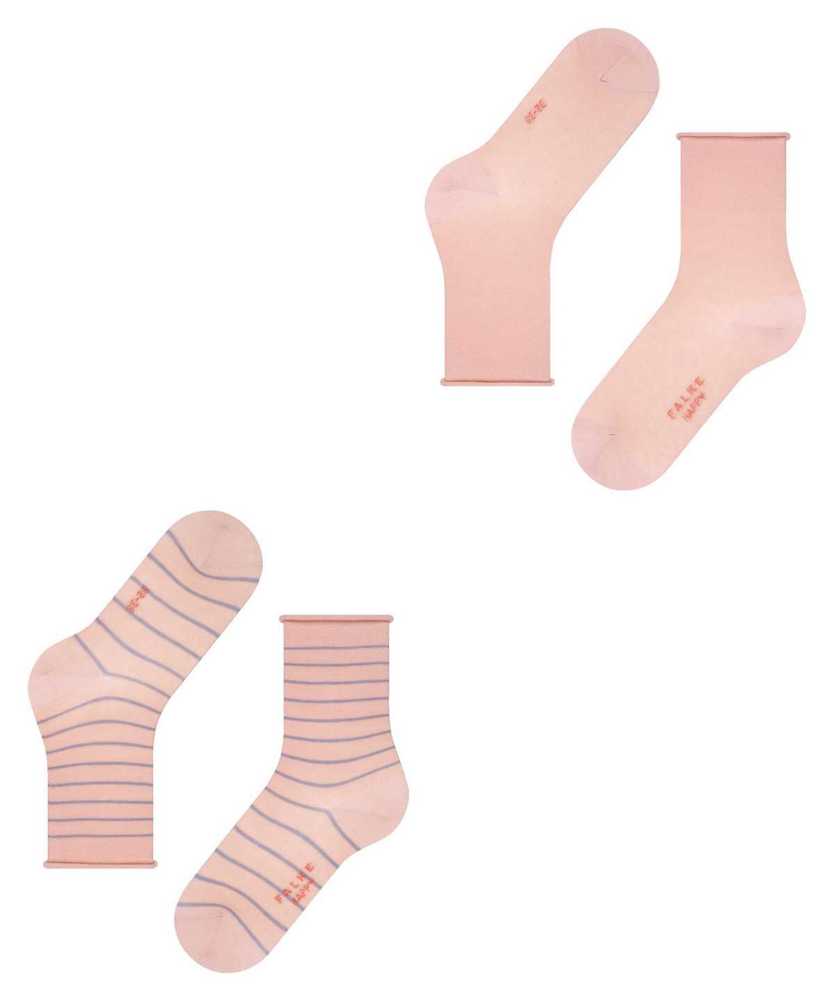 Women Falke Happy Stripe 2-Pack Socks Socks Pink | VFIHMG469