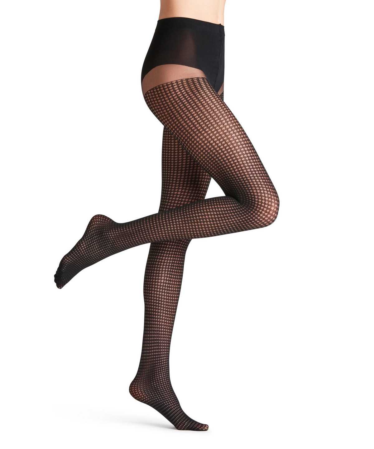 Women Falke Houndstooth 15 DEN Tights Tights Black | OQABLZ586