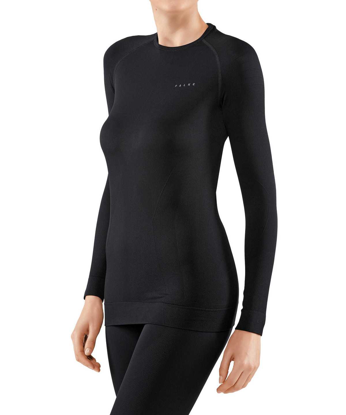 Women Falke Long sleeve shirt Maximum Warm Long Sleeve Shirts Black | ZTVUPC359