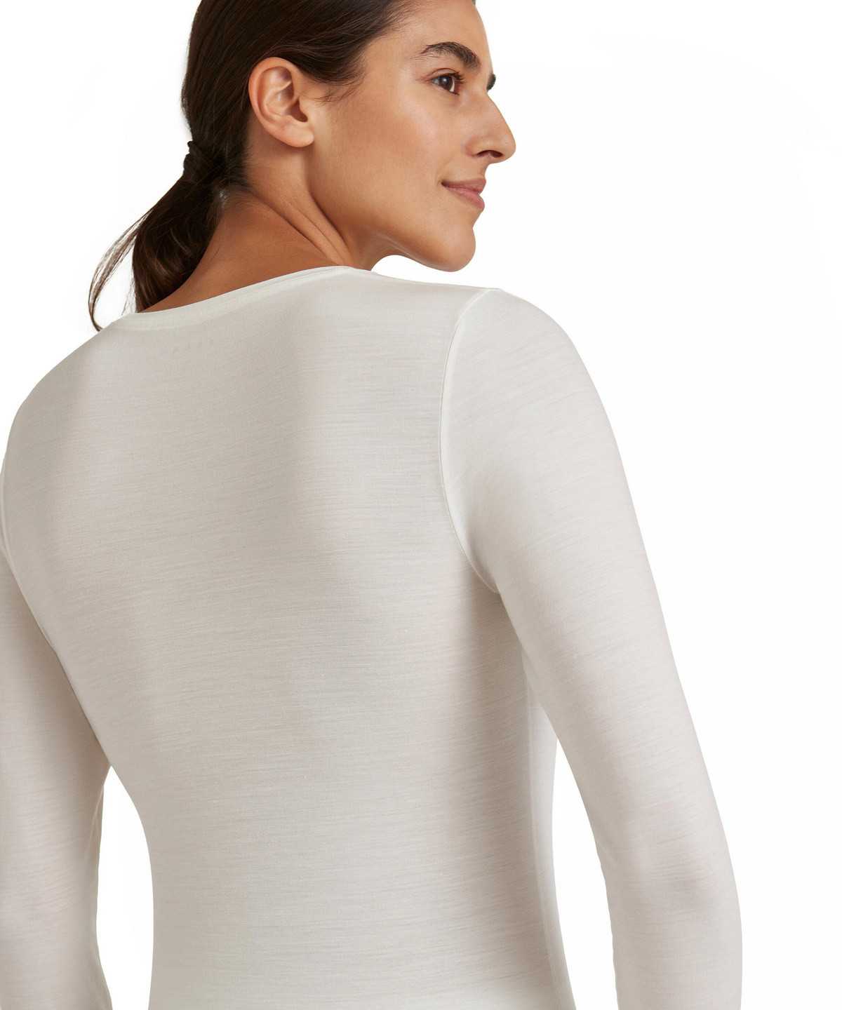 Women Falke Long sleeve shirt Round-neck Daily ClimaWool Shirts White | COZMYI654