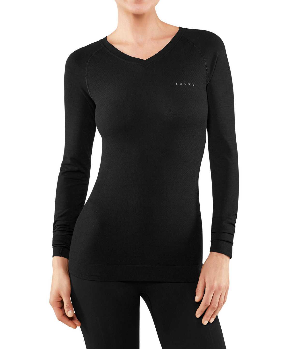 Women Falke Long sleeve shirt Wool-Tech Light Long Sleeve Shirts Black | DBFCAU536