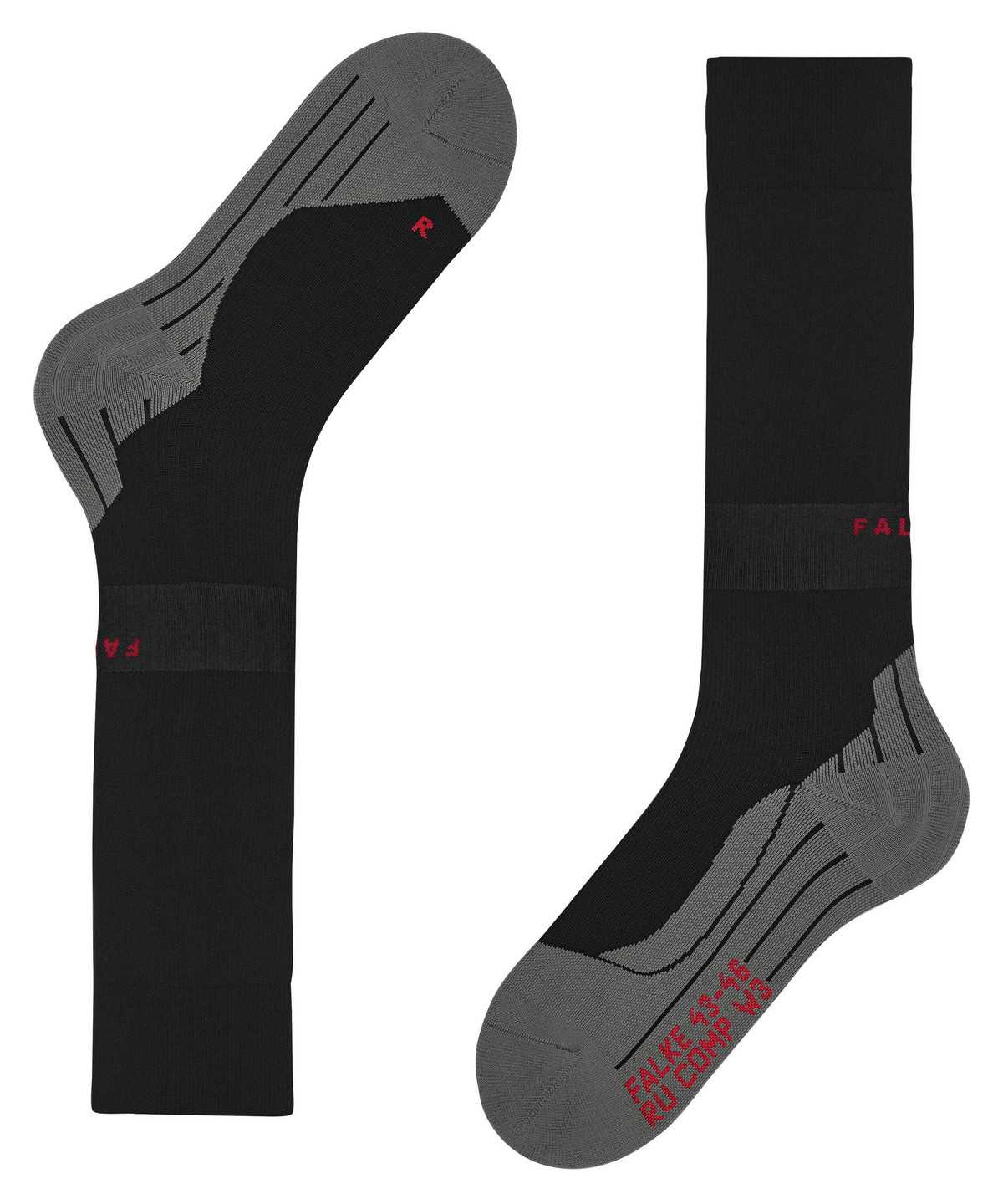 Women Falke RU Compression Energy Running Knee-high Socks Sports Socks Black | ZIVONU392