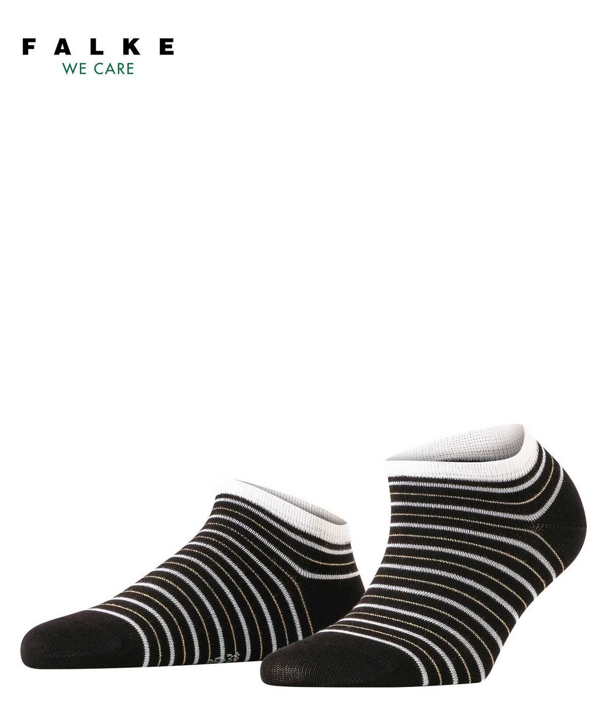 Women Falke Stripe Shimmer Sneaker Socks Socks Black | KIPYSE405