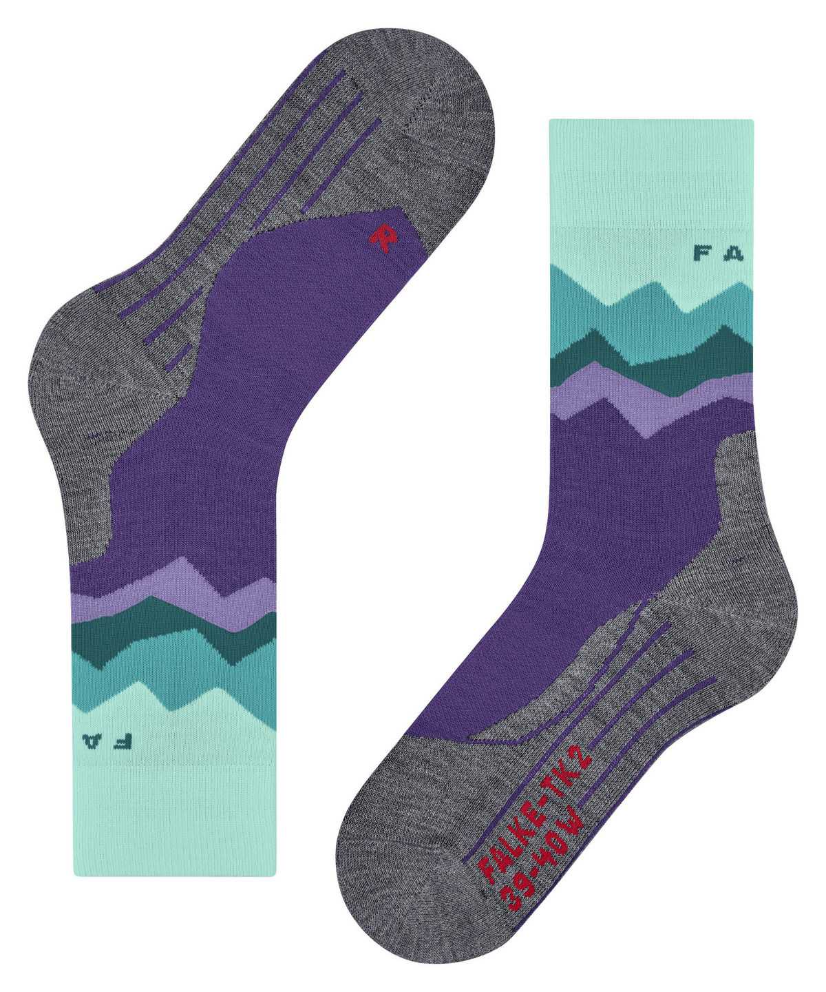 Women Falke TK2 Explore Trekking Socks Sports Socks Purple | QZXUJC908