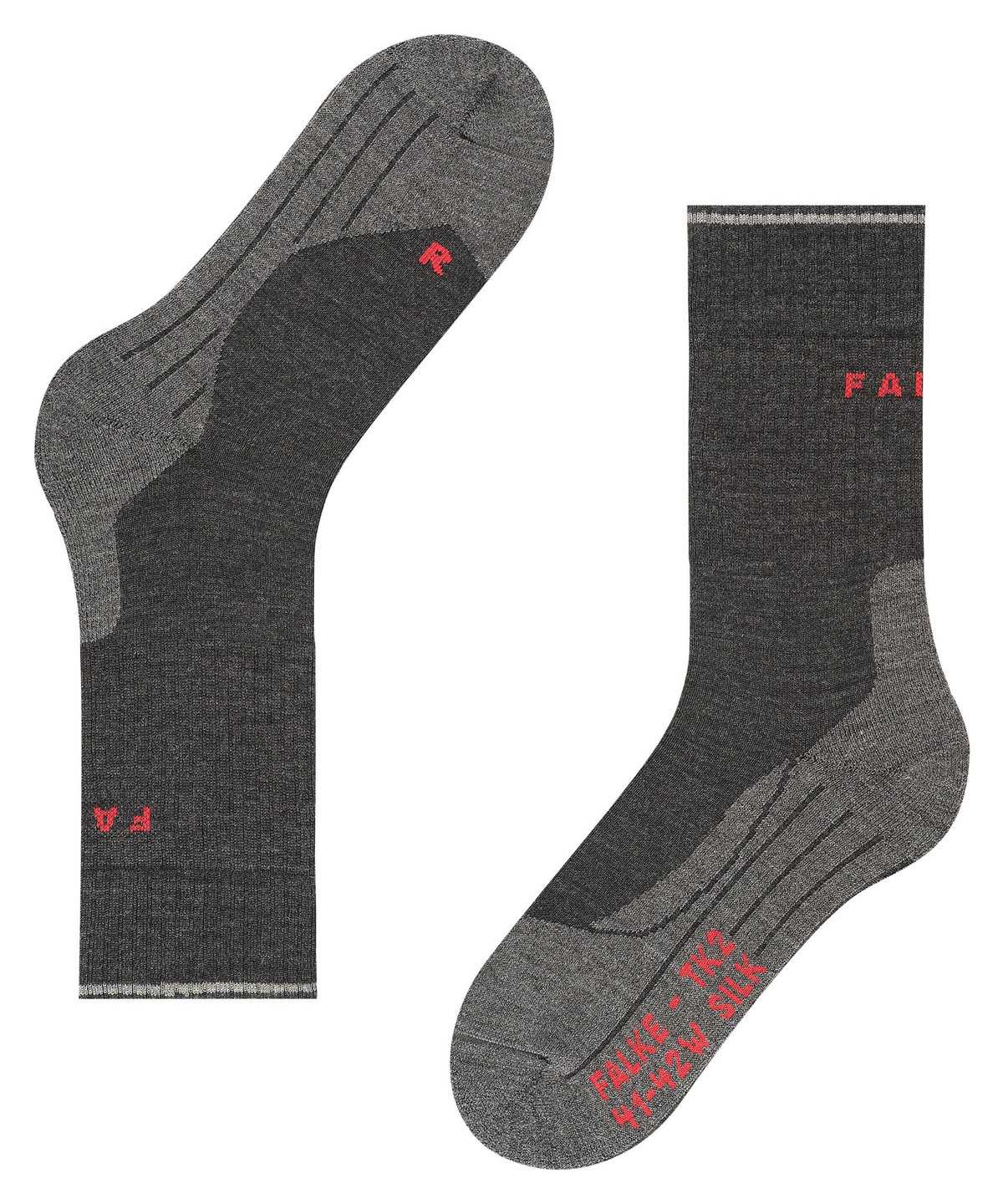 Women Falke TK2 Explore Wool Silk Trekking Socks Sports Socks Grey | OUELTW927