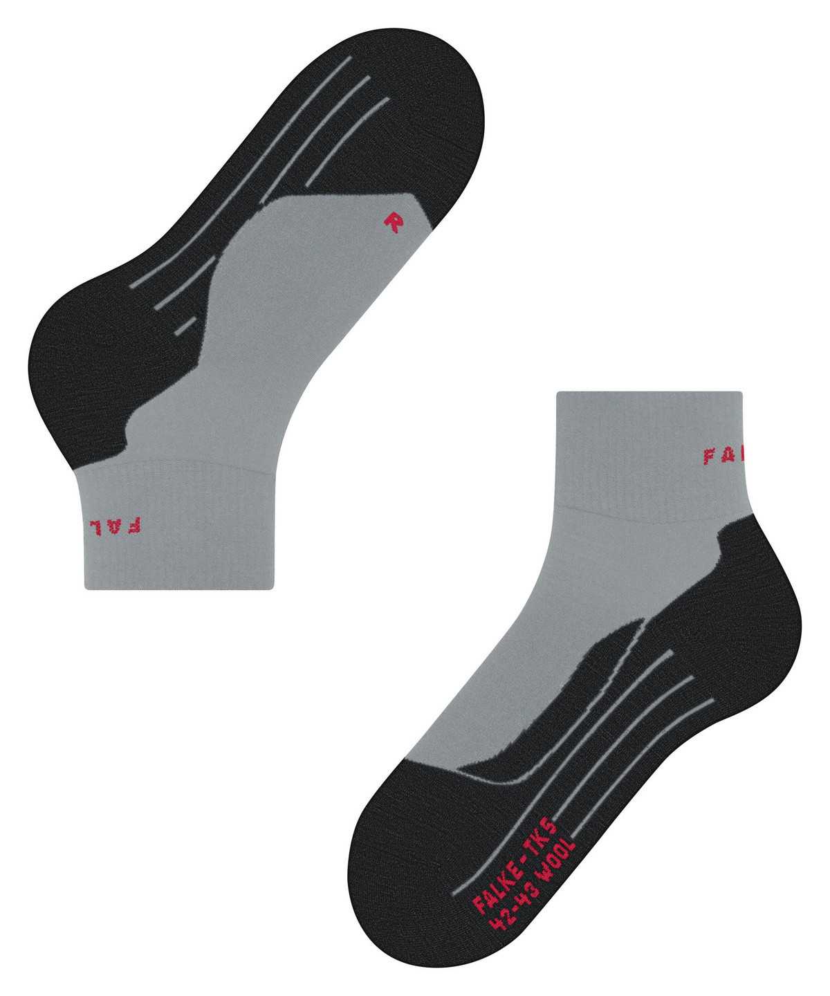 Women Falke TK5 Wander Wool Short Trekking Short sock Sports Socks Grey | QJUEYX796