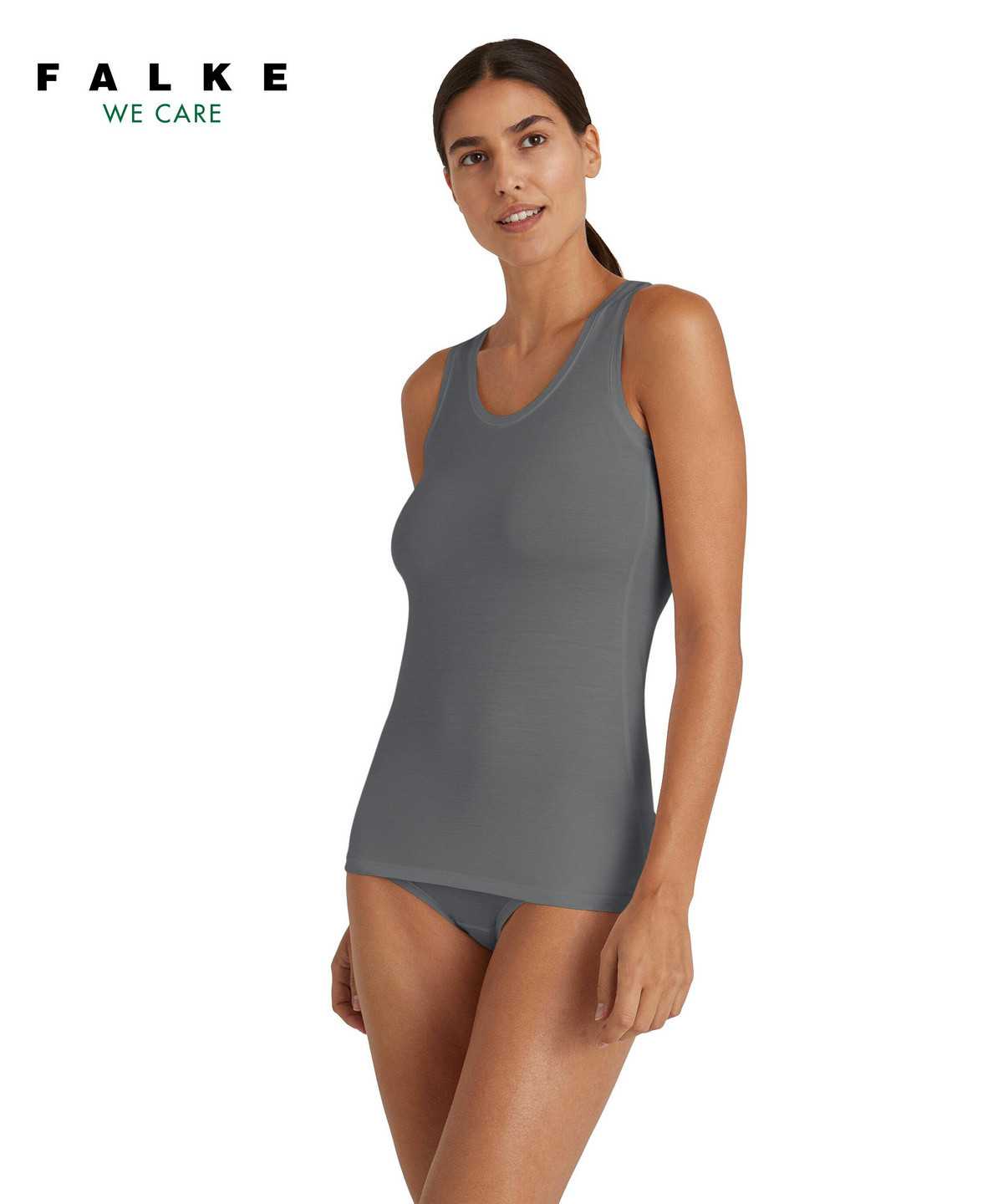 Women Falke Top Round-neck Daily ClimaWool Bras & Tops Grey | WOIBFL230