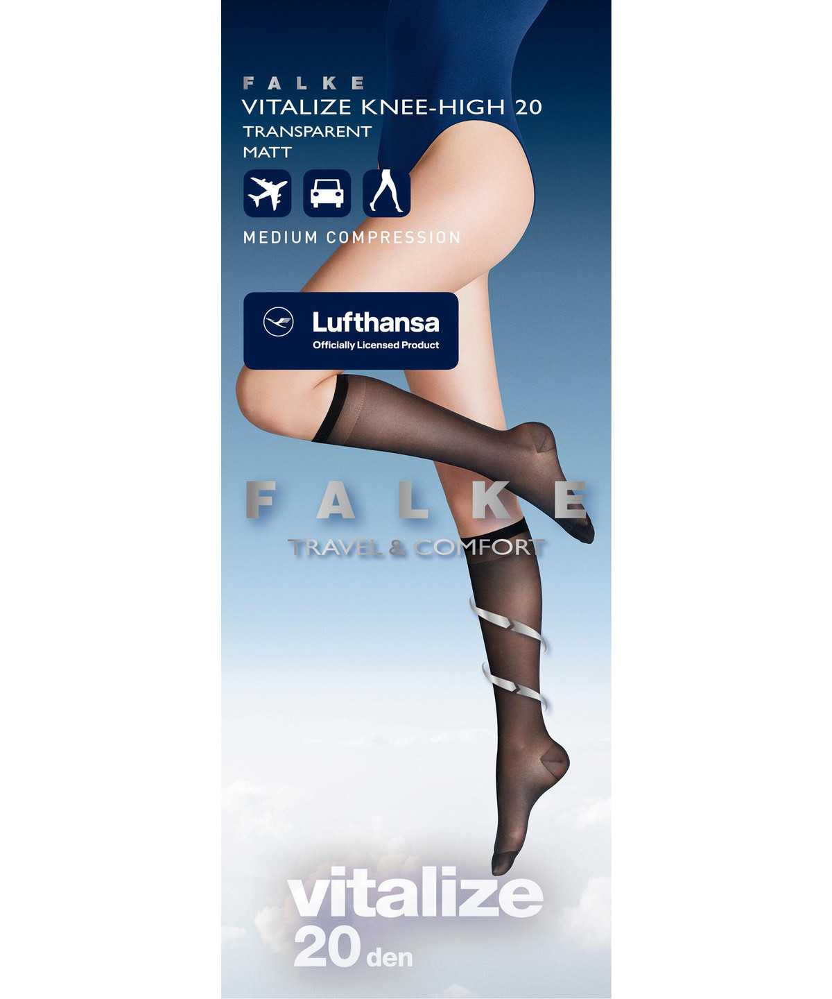 Women Falke Vitalize 20 DEN Knee-high Socks Socks Black | QNRIVU864